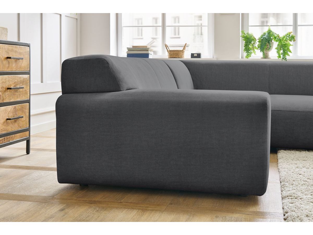 Bobochic Lavena Ecksofa 272 × 220 cm Samt Dunkelgrau Ecke rechts