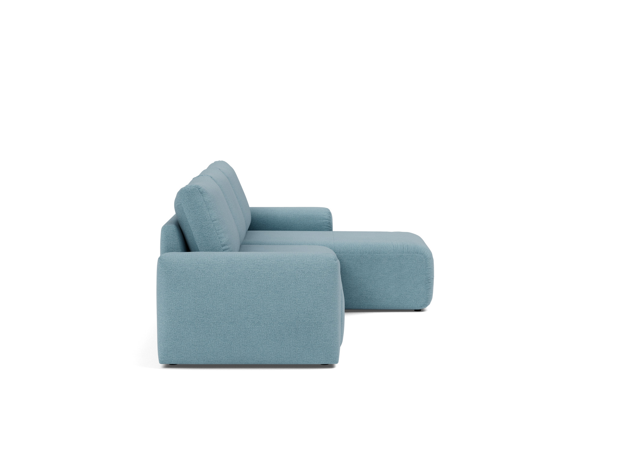 Schlafsofa Norum mit Chaiselongue und Chunky-Armlehnen Flachgewebe Mixed Dance 525-Light-Blue