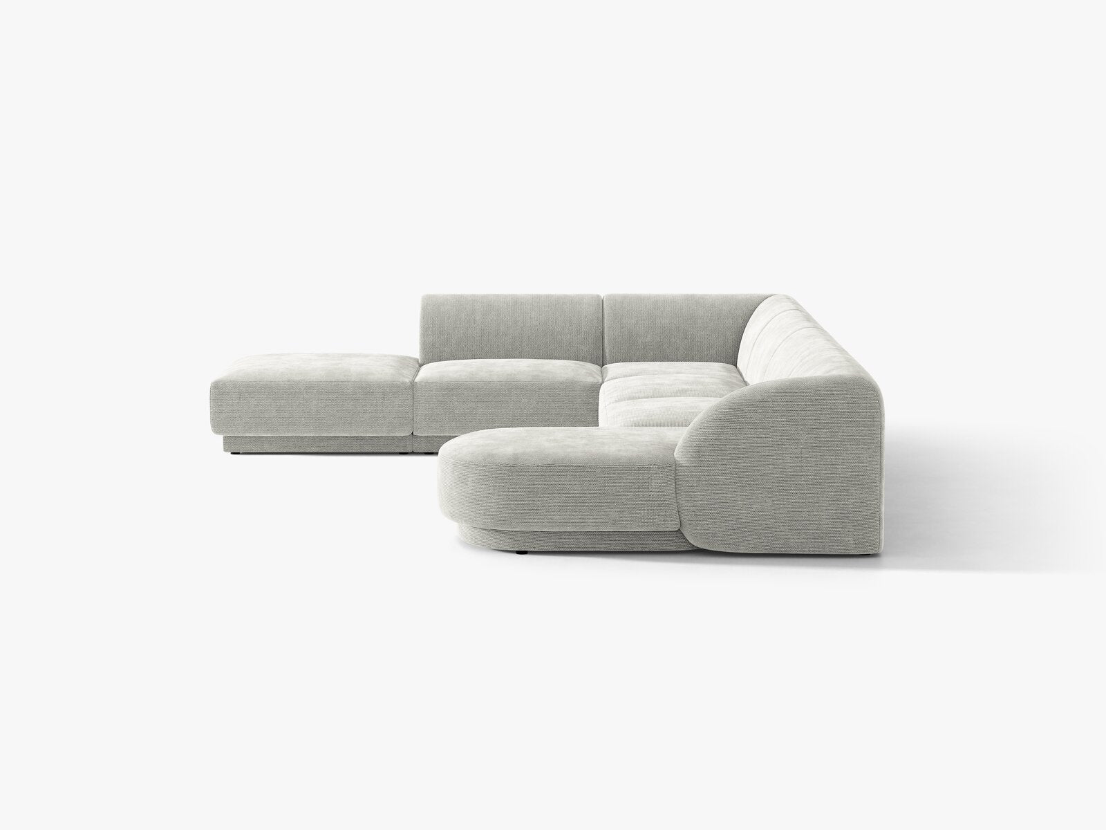 Micadoni Panorama-Ecksofa Miley 6-Sitzer Links Chenille Eden Silber