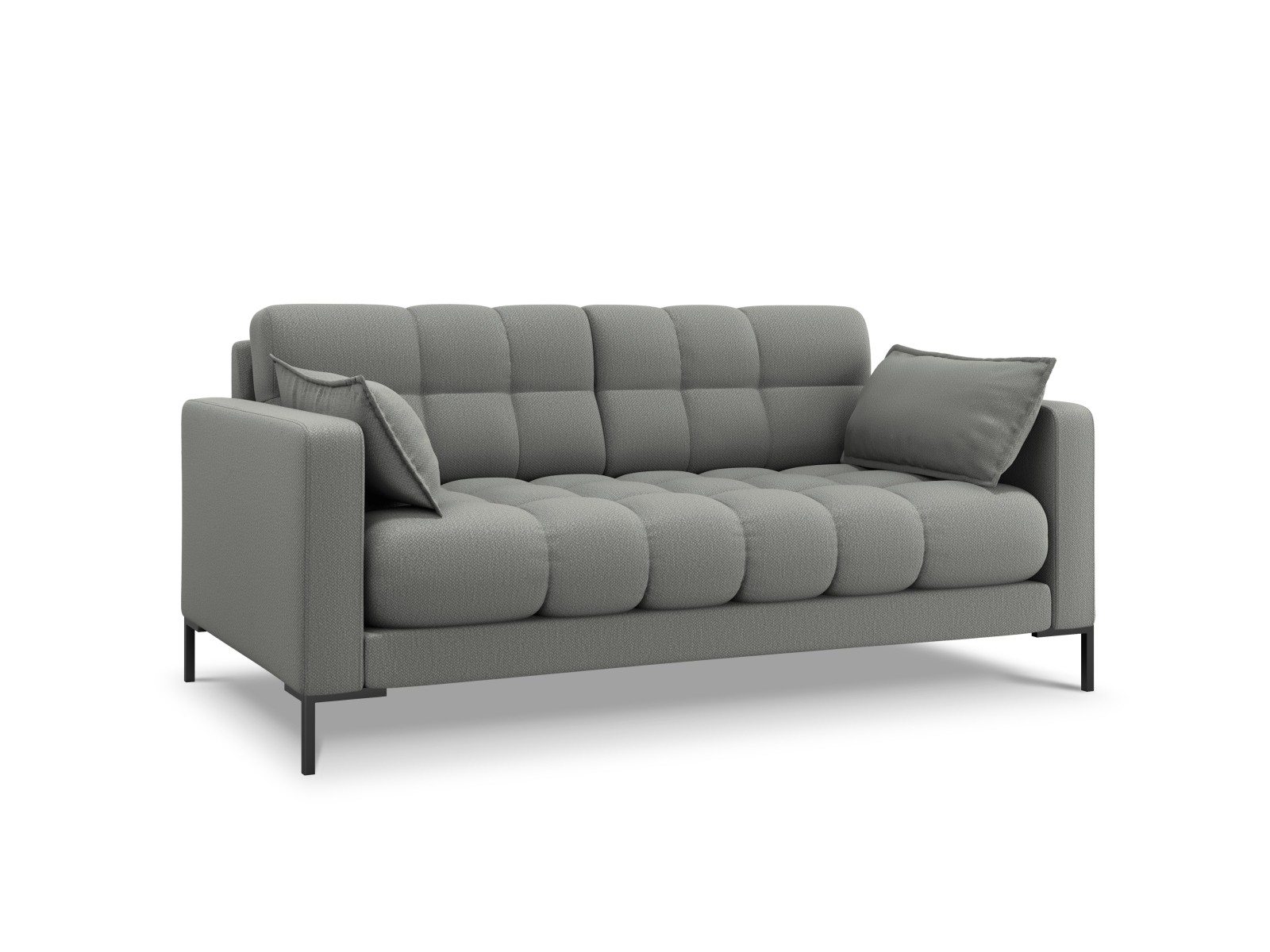 2-Sitzer Sofa Mamaia | Bezug Grey | Beinfarbe Black Metal