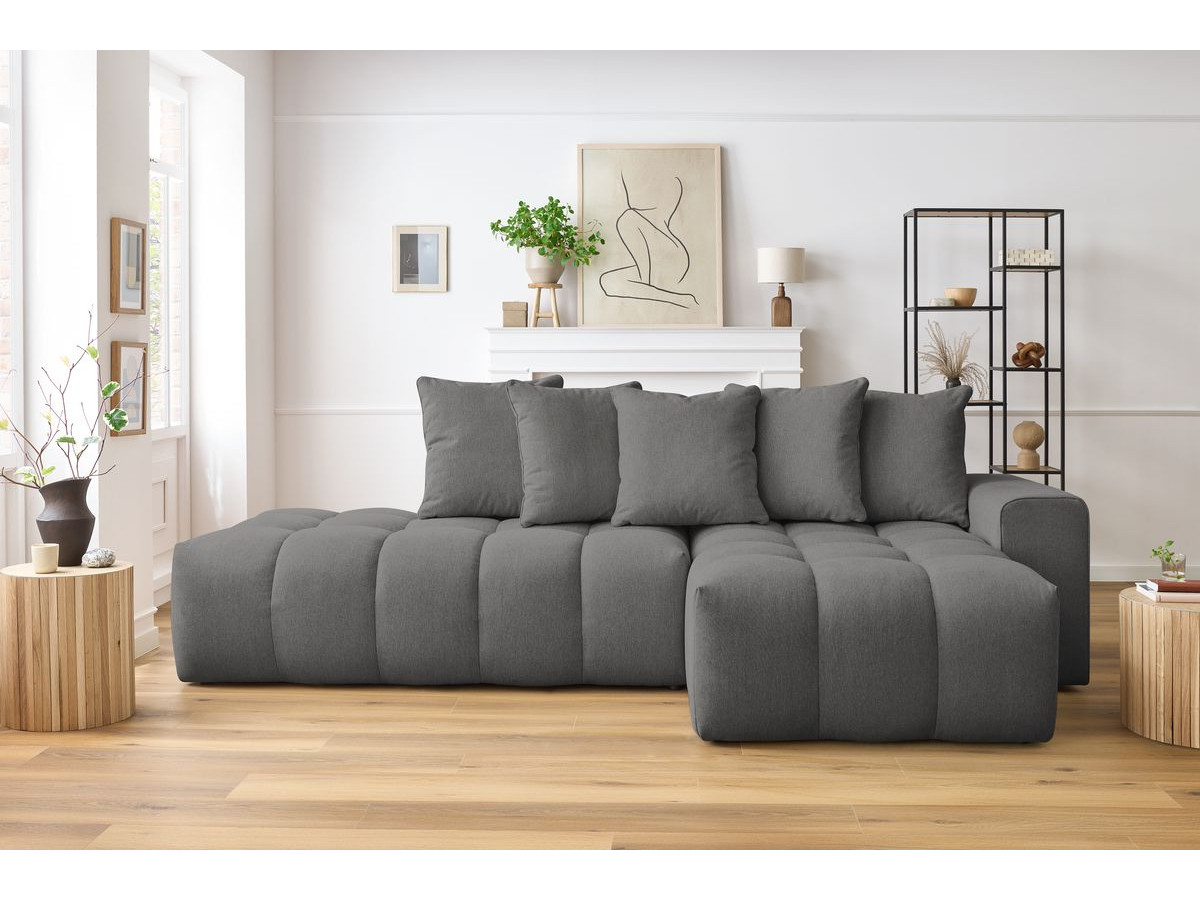 Bobochic Mont-blanc Ecksofa Melange-Stoff Dunkelgrau Ecke rechts
