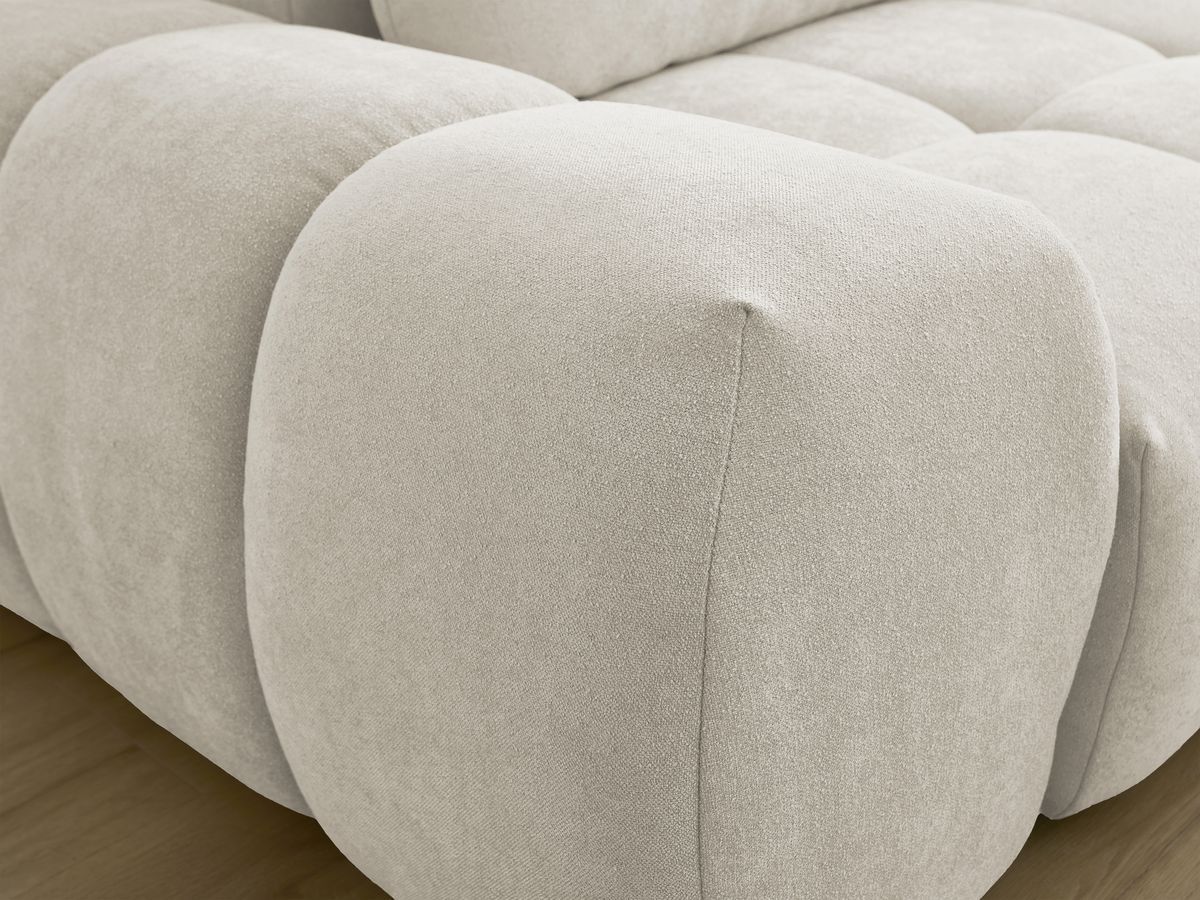 Bobochic Everest Sofa 3-Sitzer mit Pouf, 2 Kissen Strukturstoff Beige