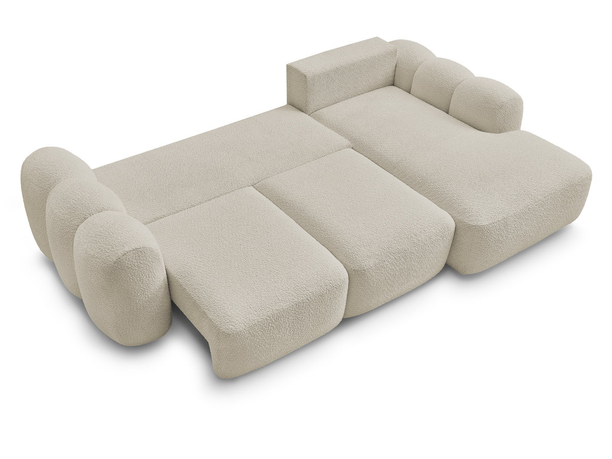 Bobochic Montaigne Ecksofa mit Schlaffunktion und Bettkasten 276 × 164 cm Bouclé-Stoff Beige Ecke rechts