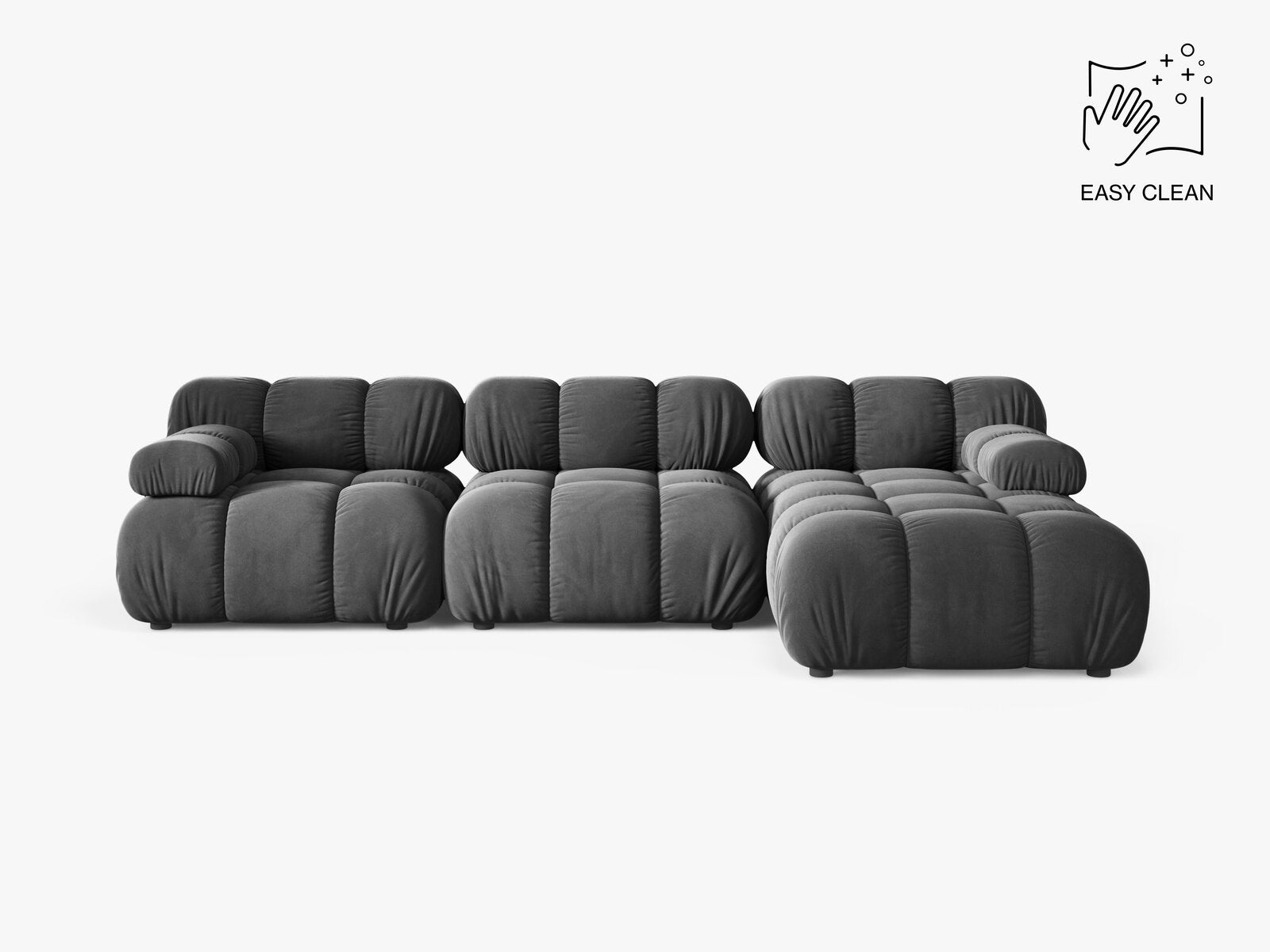 Micadoni Modulares Ecksofa Bellis 4-Sitzer Rechts Samt Venus Grau