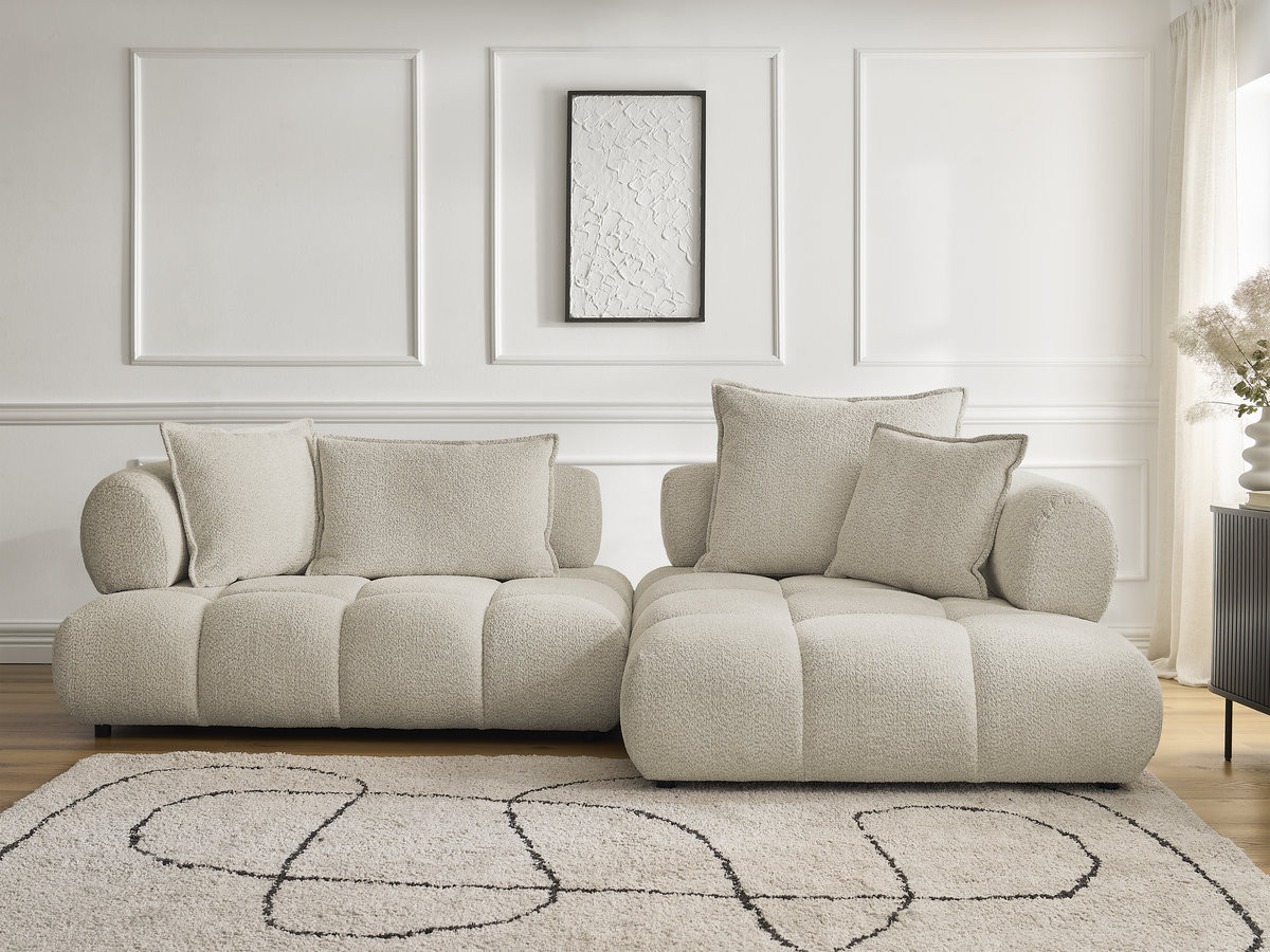 Bobochic Alya Ecksofa Bouclé-Stoff Beige Ecke rechts