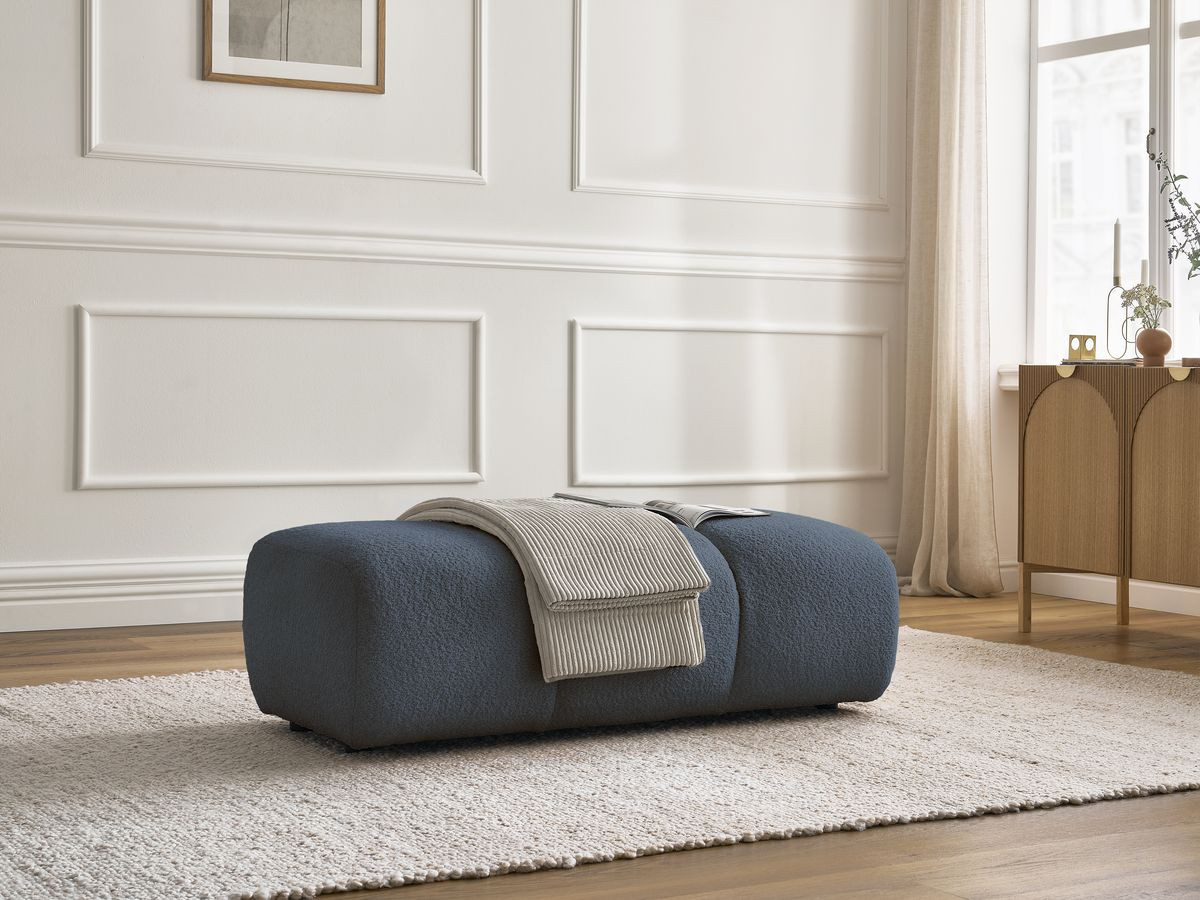 Bobochic Pamira Pouf Bouclé-Stoff Dunkelblau