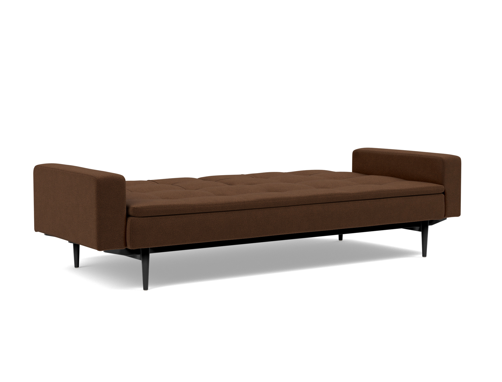 Schlafsofa Dublexo mit Armlehnen Strukturierter Stoff Taura 359-Cappuccino Beine Styletto Eiche schwarz