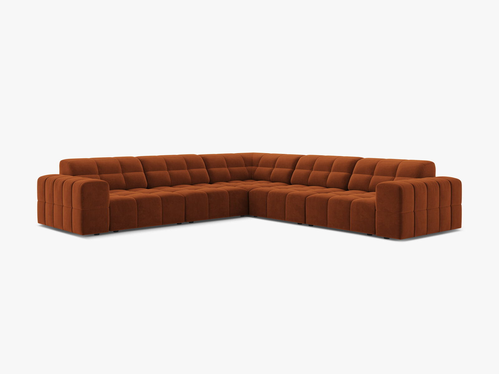Micadoni Jennifer Modulares Ecksofa 7-Sitzer Samt Bluvel Terrakotta