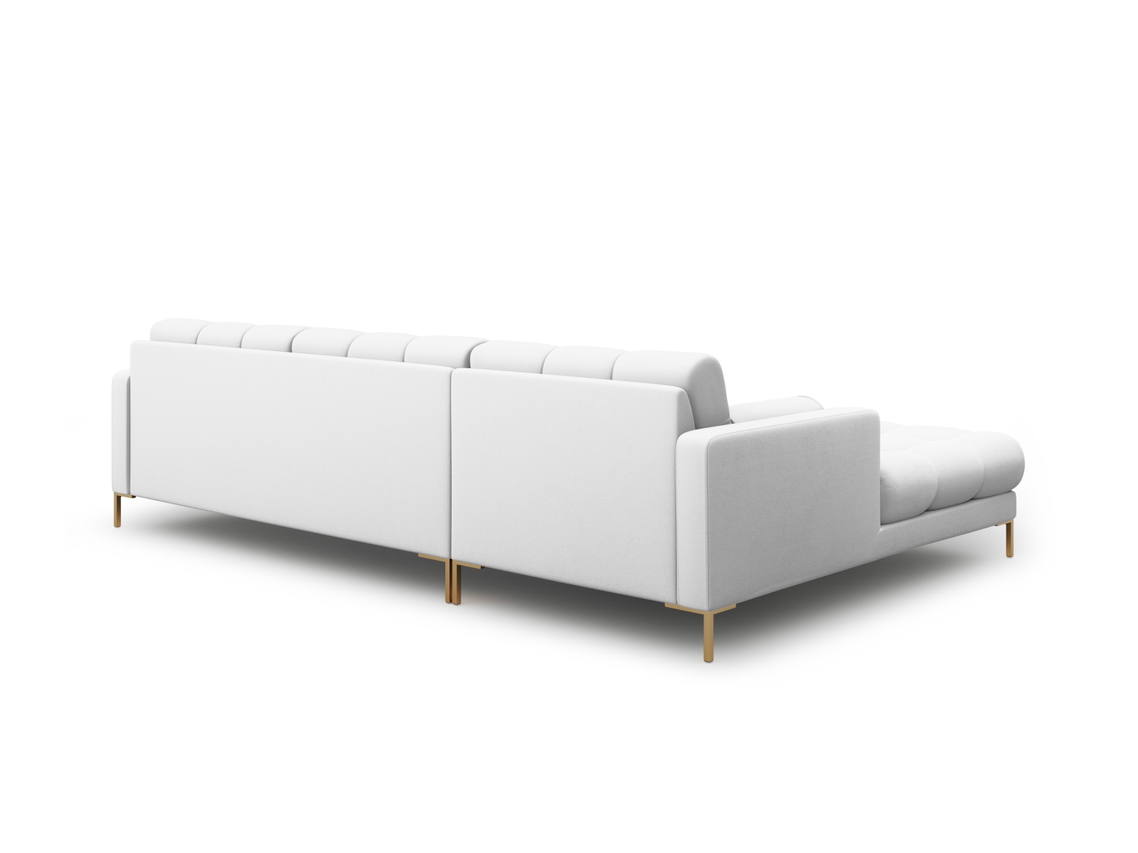 Cosmopolitan Design Ecksofa Bali 5-Sitzer Strukturierter Stoff Neve Hellgrau Links Beine Gold