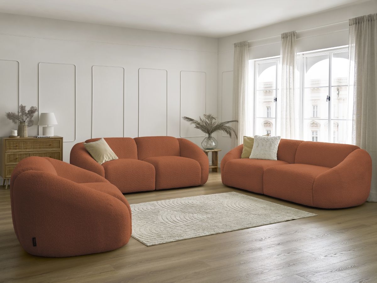 Bobochic Tina Sofa 6-Sitzer Bouclé-Stoff Orange