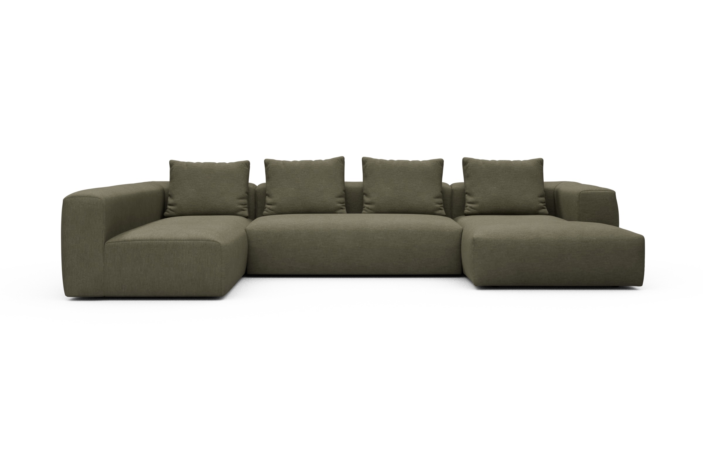 Skandi Home Wohnlandschaft Fred Chaiselongue rechts mit 2-Sitzer und lange Armlehne links Vivus-Dusty-Olive moebelfaktor