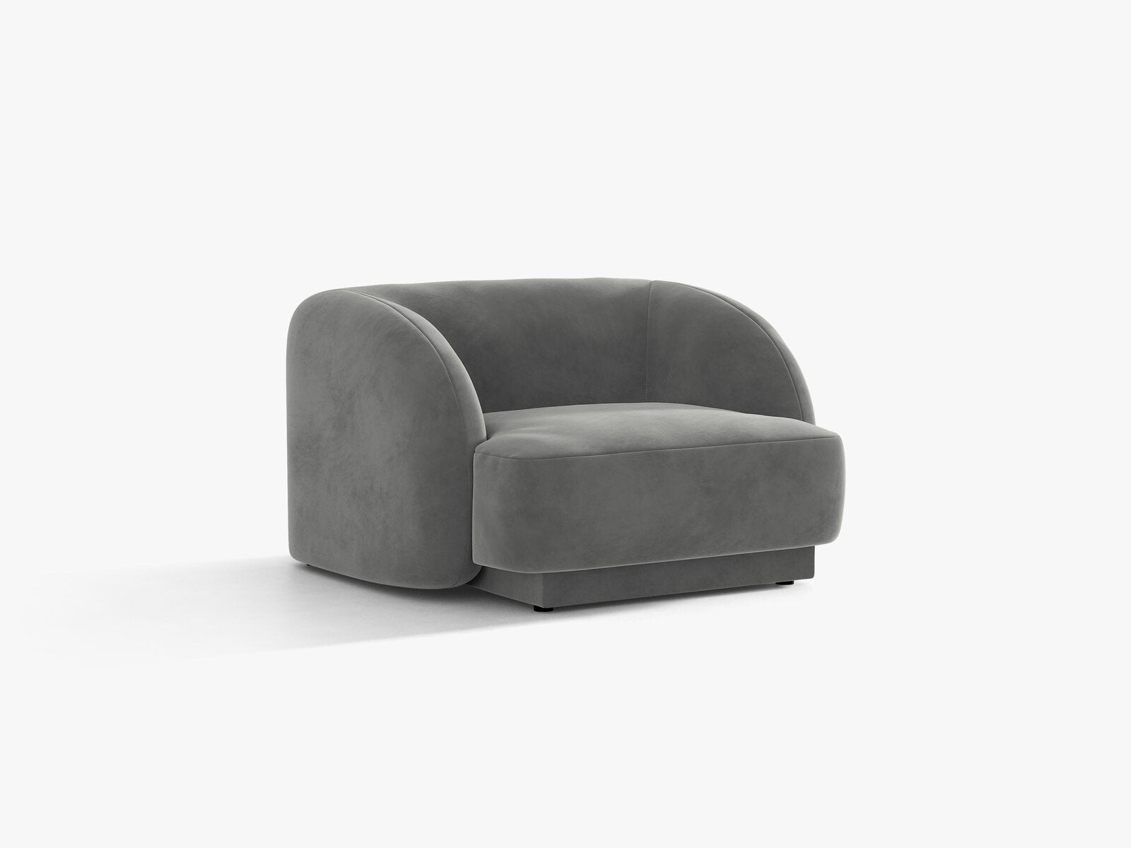 Micadoni Sessel Miley 1-Sitzer Samt Venus Hellgrau
