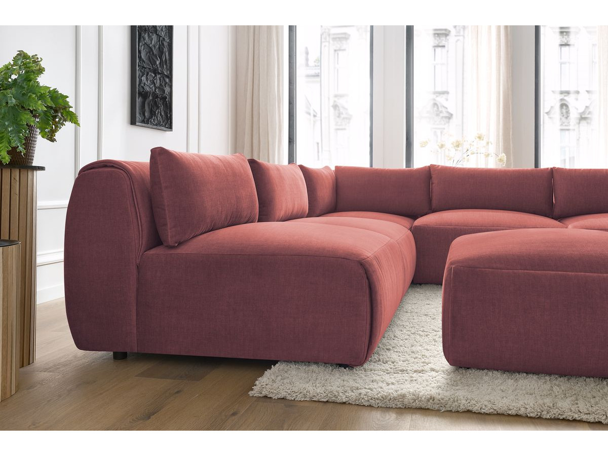 Bobochic Jeanne Ecksofa mit Pouf Samt Orange