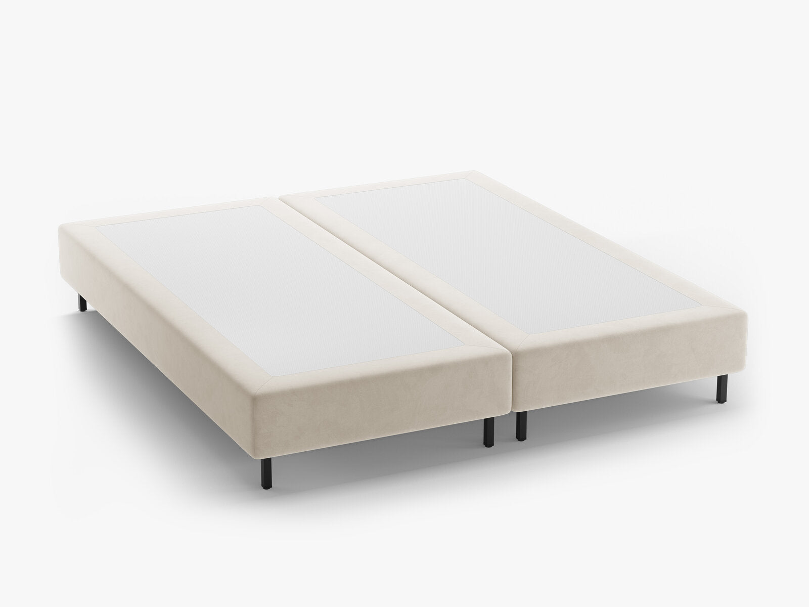 Micadoni Whale Polster-Bettgestell Samt Paris Beige Schwarzes Metall 140x200