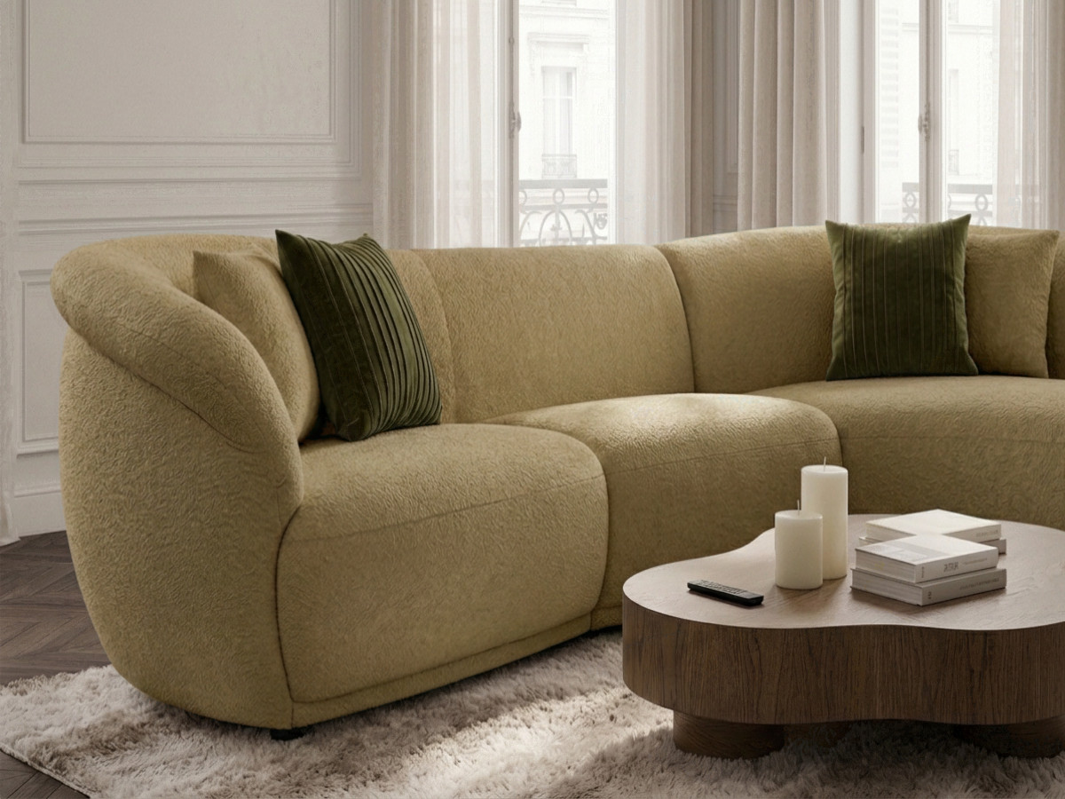Bobochic Nora Ecksofa Chenille Hellbraun Ecke rechts