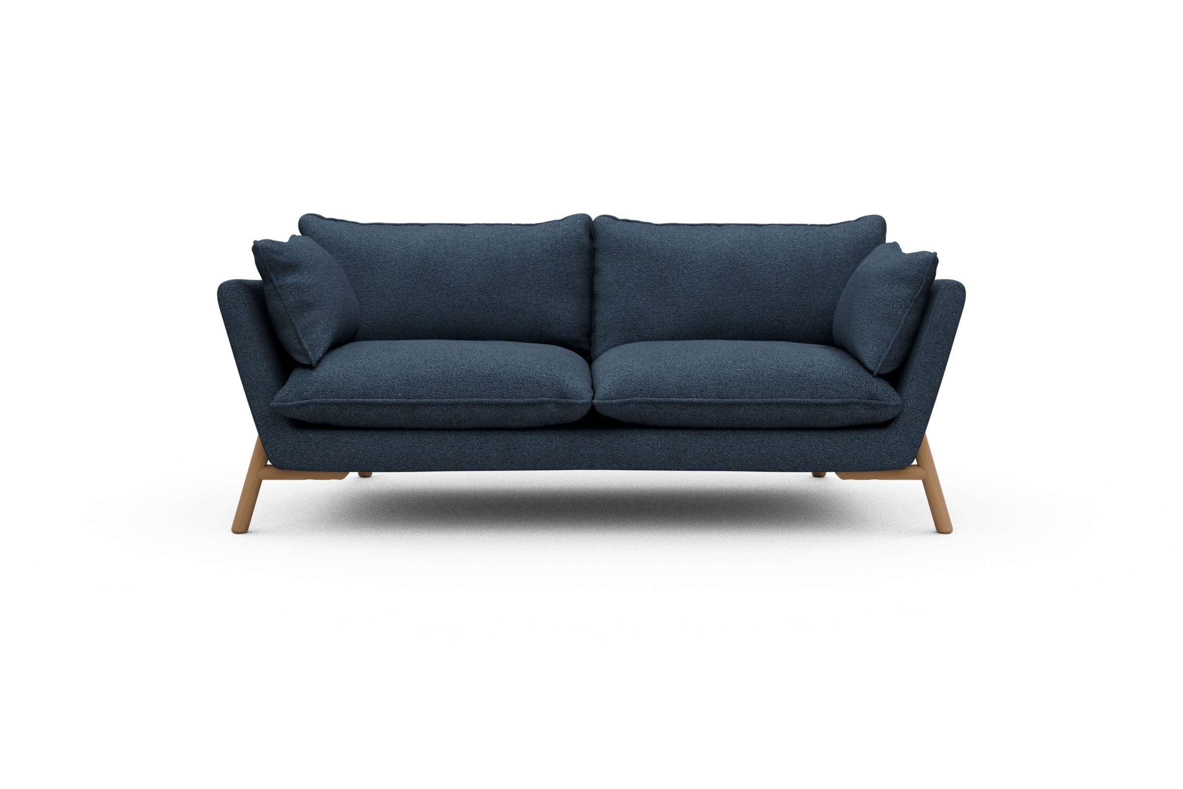 Skandi Home Sofa Emil PREMIUM 2-Sitzer Beinfarbe Eiche Natur Boucle-Blue moebelfaktor