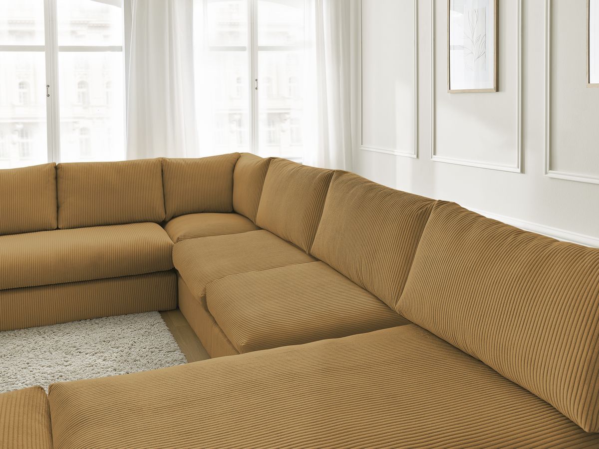 Bobochic Paris Ecksofa mit Pouf 369 × 167 cm Cordsamt Gelb