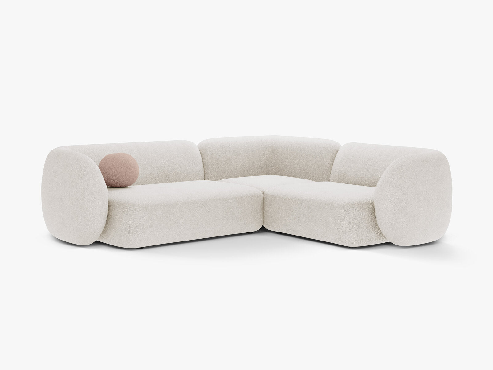 Micadoni Ecksofa Kate 4-Sitzer Rechts Boucle Weiß