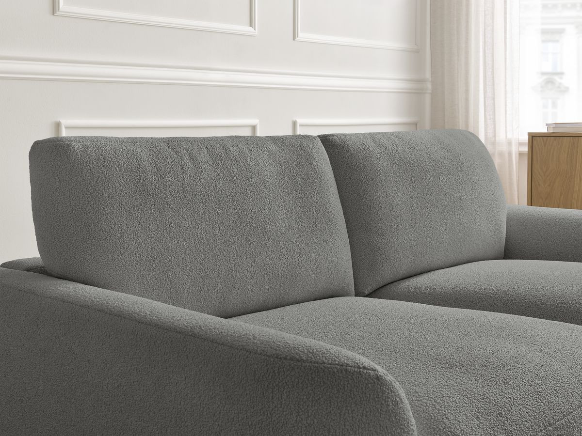 Bobochic Leonore Sofa 3-Sitzer Bouclé-Stoff Dunkelgrau