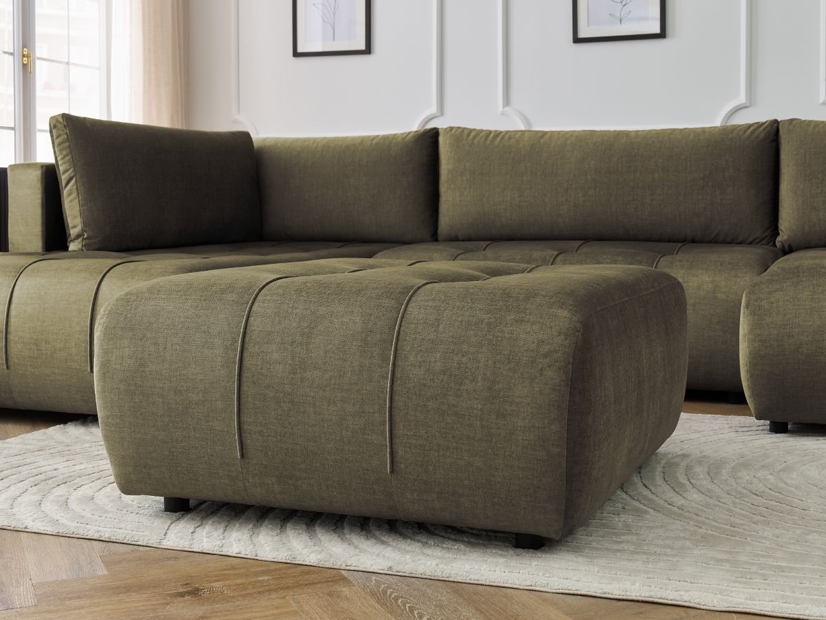 Bobochic Arsene Wohnlandschaft mit Pouf Samt Grün Ecke rechts