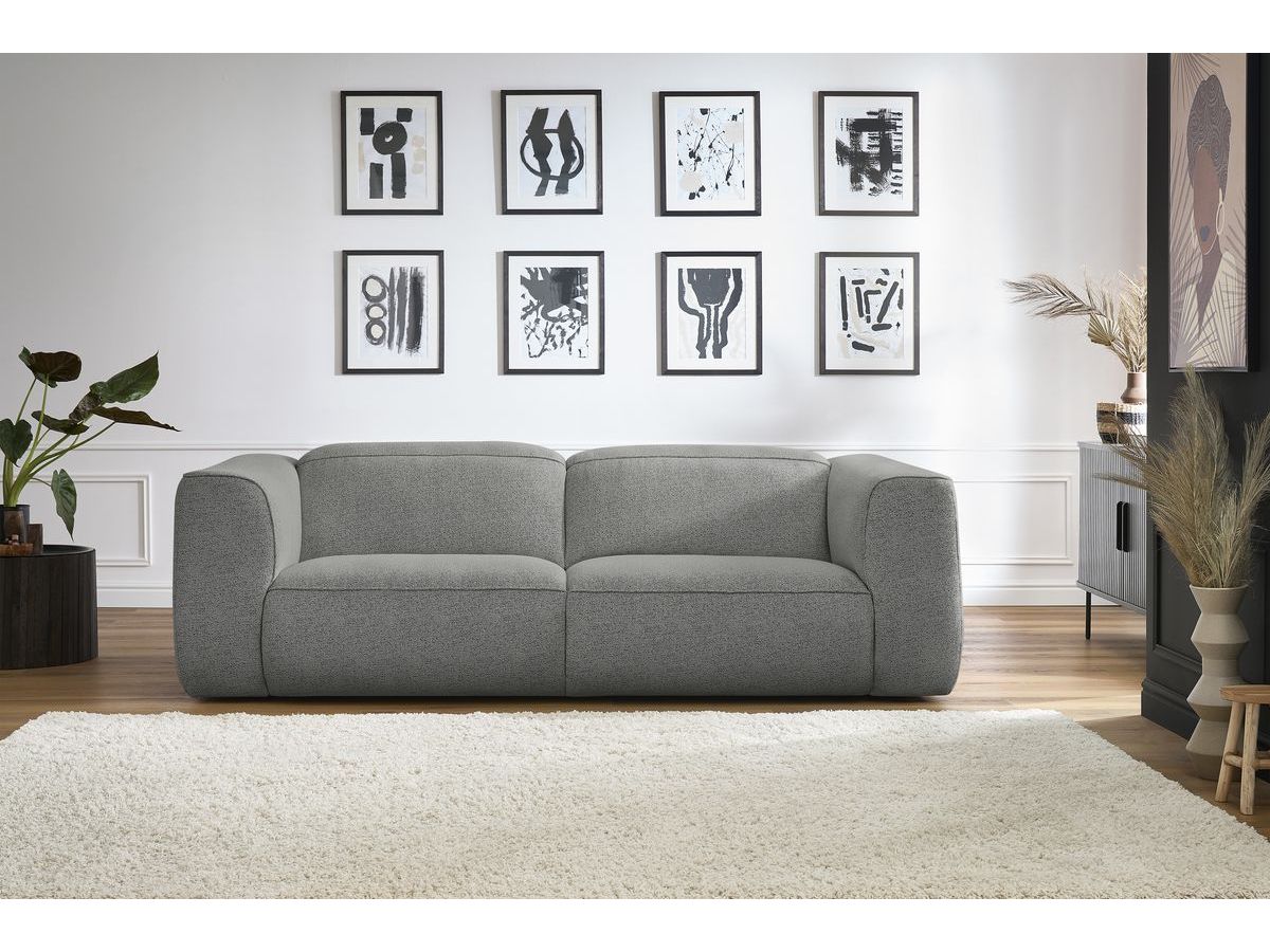Bobochic William Sofa 3-Sitzer Melange-Stoff Hellgrau