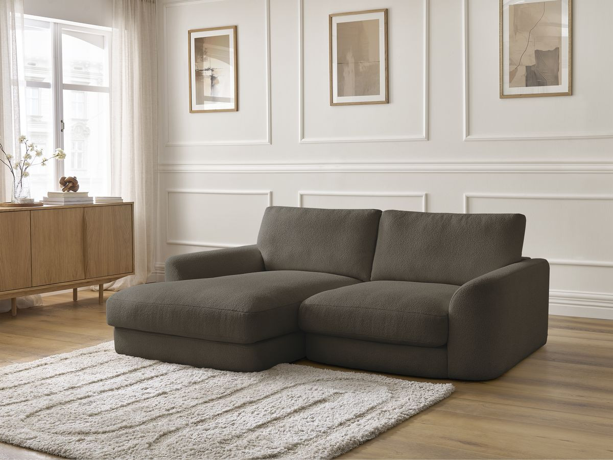 Bobochic Leonore Ecksofa Bouclé-Stoff Braun Ecke links
