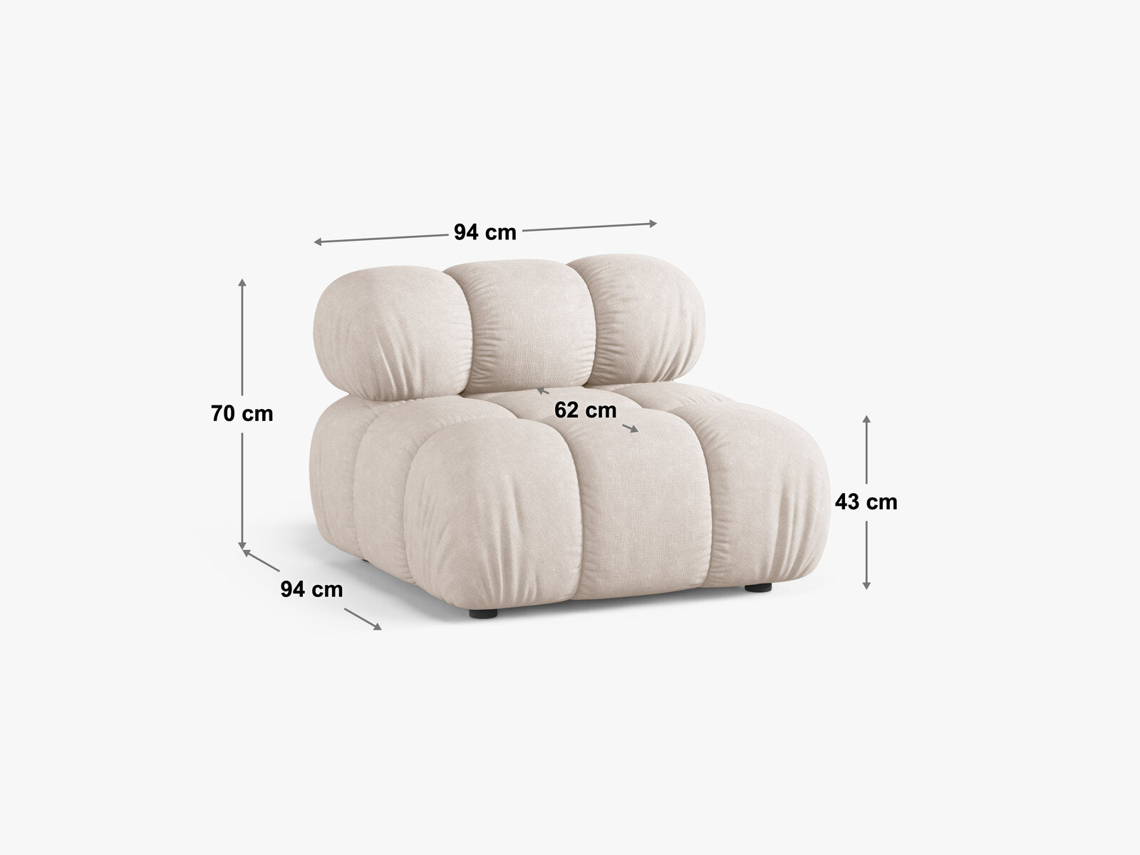 Micadoni Armloses Modul Bellis 3D-Stoff Sonic Helles Beige
