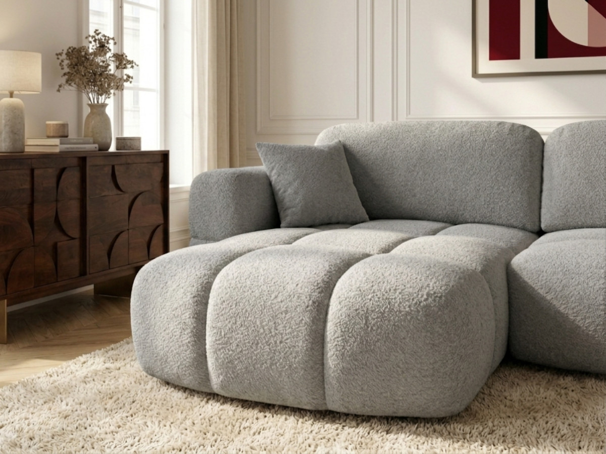 Bobochic Madison Ecksofa mit Schlaffunktion und Bettkasten Stoff Taupe