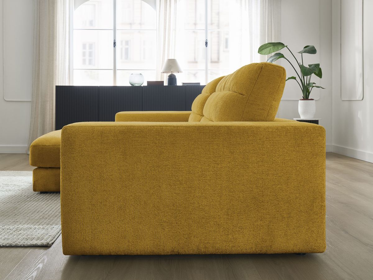 Bobochic Sierra Ecksofa Strukturstoff Gelb Ecke links