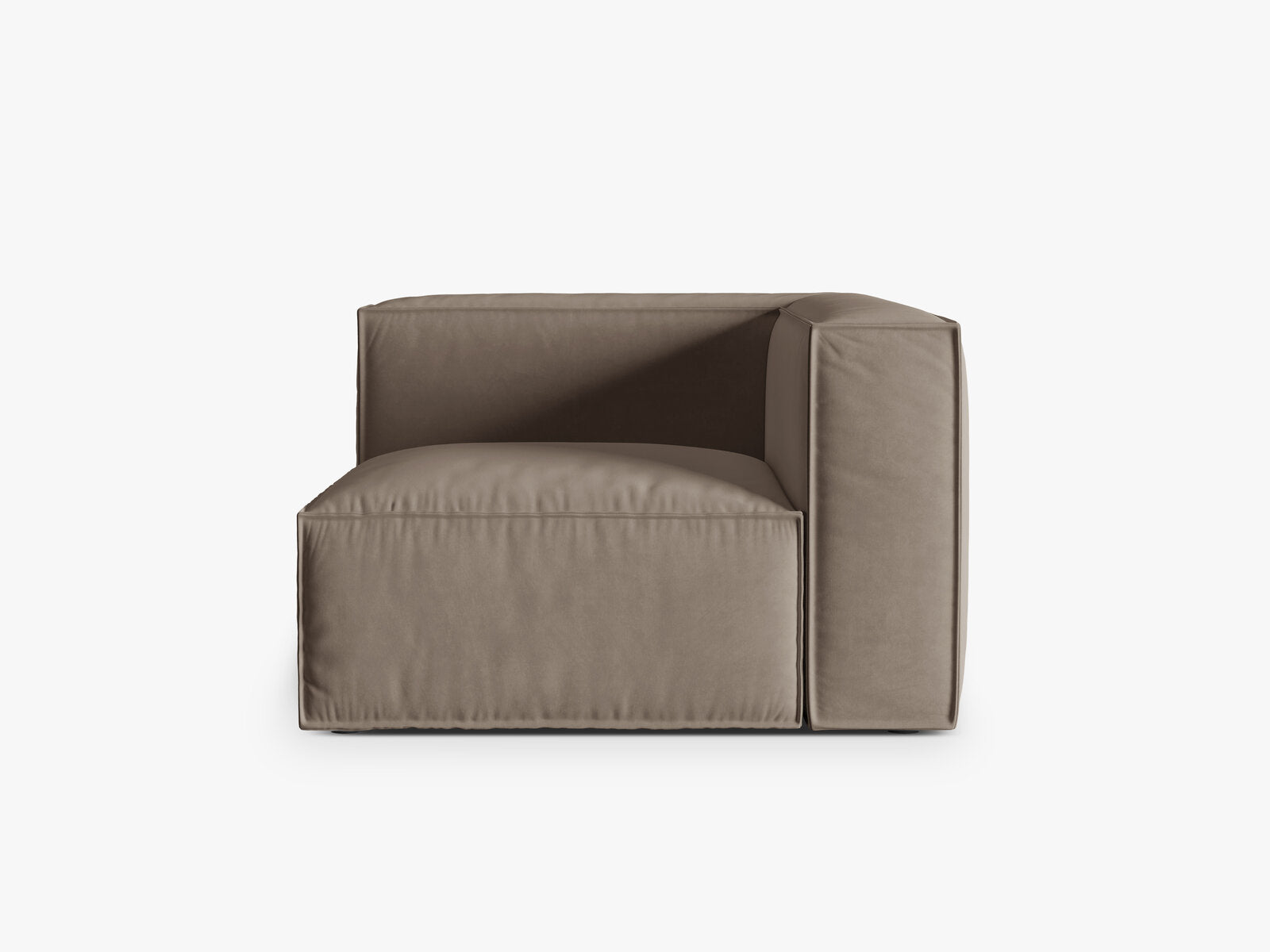 Micadoni Eckmodul Nuria 1-Sitzer Samt Warmes Grau