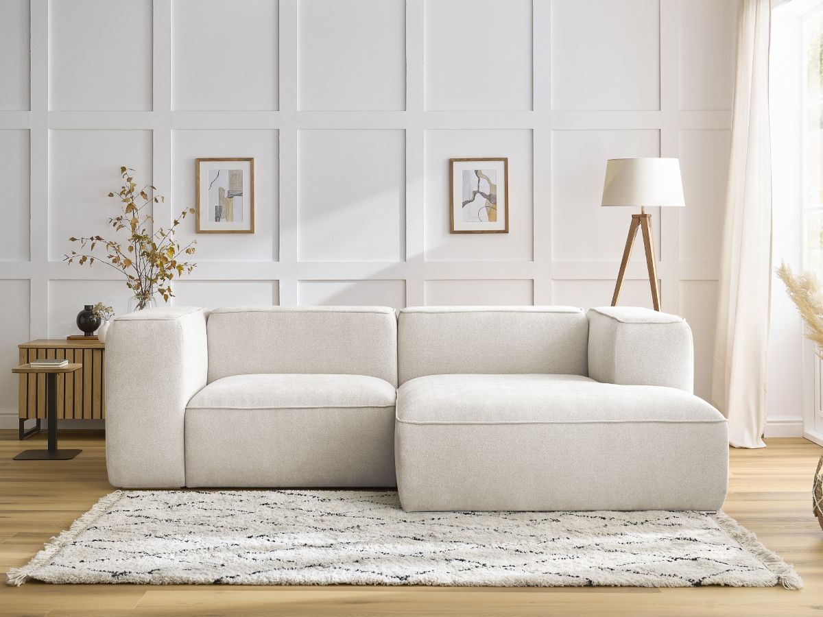 Bobochic Zephyr Ecksofa 260 × 165 cm Strukturstoff Weiß Ecke rechts