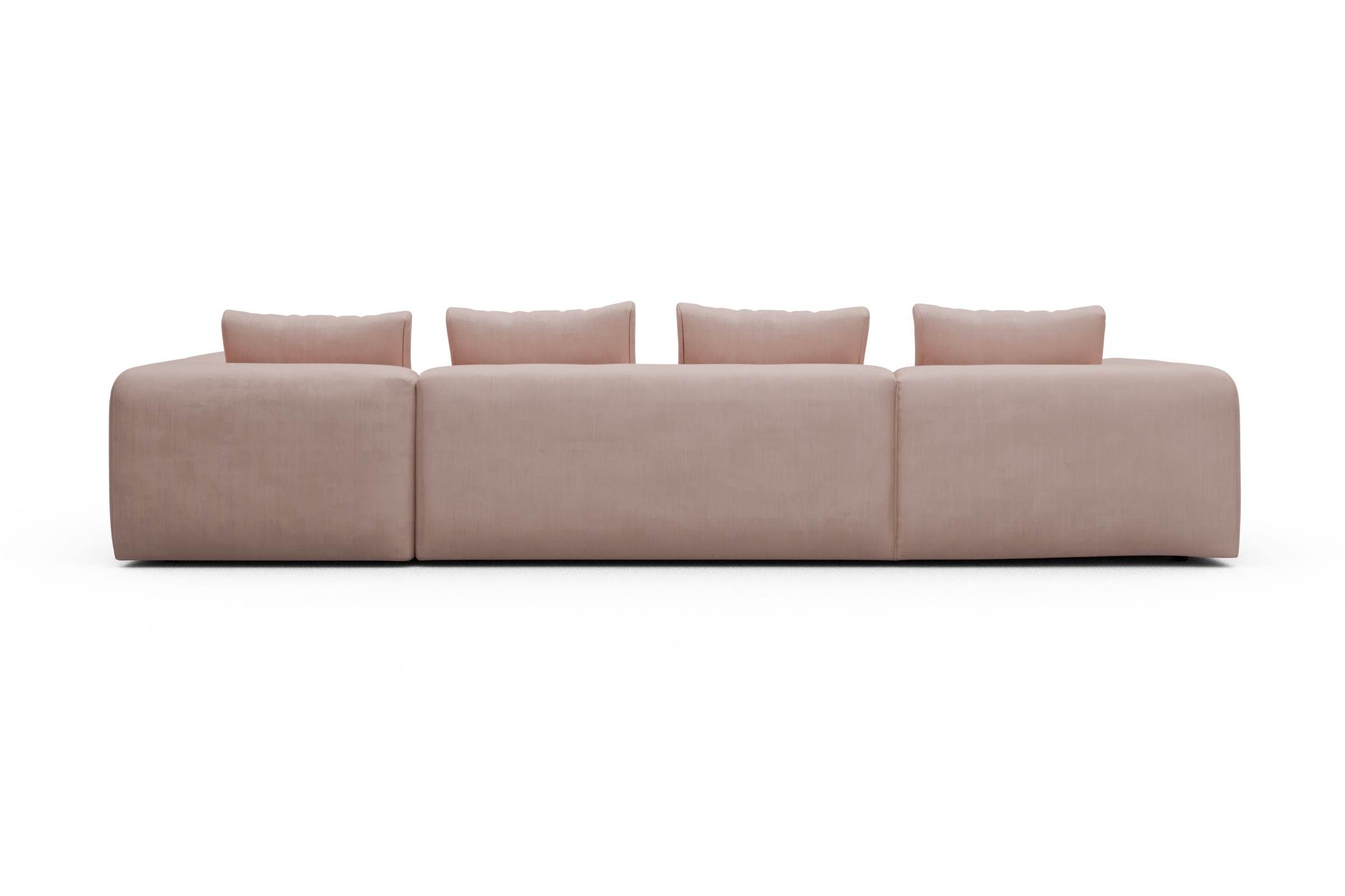 Wohnlandschaft Fred Chaiselongue links mit 2-Sitzer und lange Armlehne rechts Cordufine-Blush