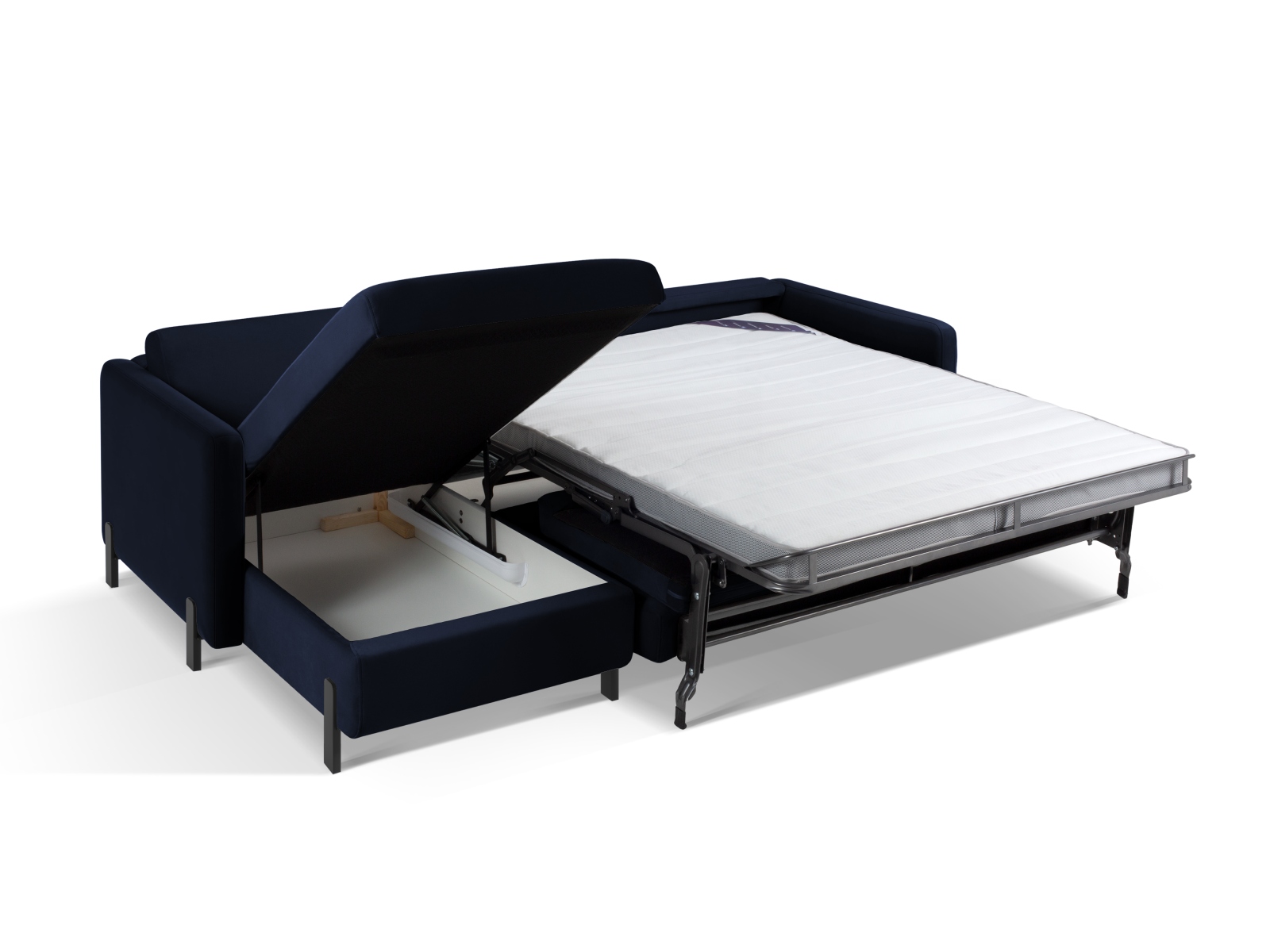 Micadoni Schlaf-Ecksofa Gloria 4-Sitzer Links Samt Königsblau 205x140