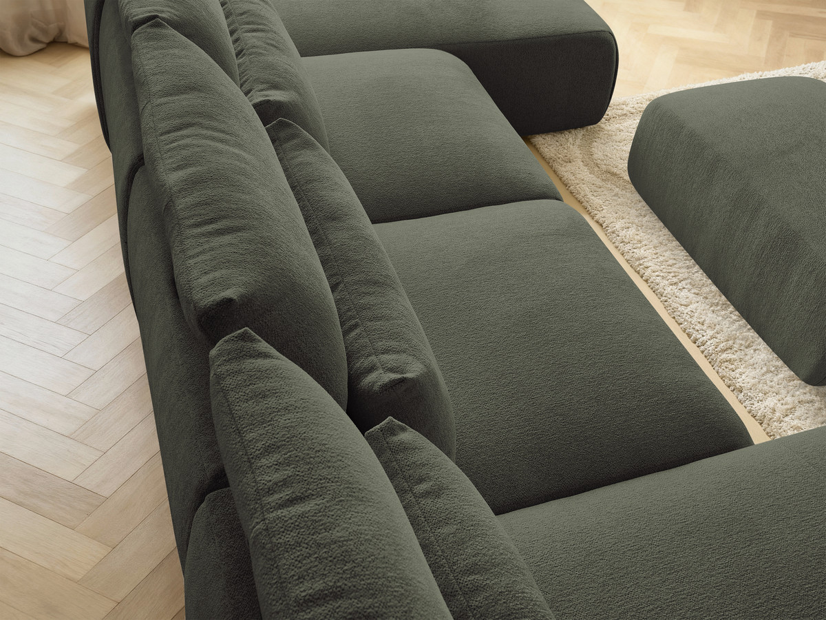 Bobochic Jana Wohnlandschaft mit kleinem Pouf Melange-Stoff Grün