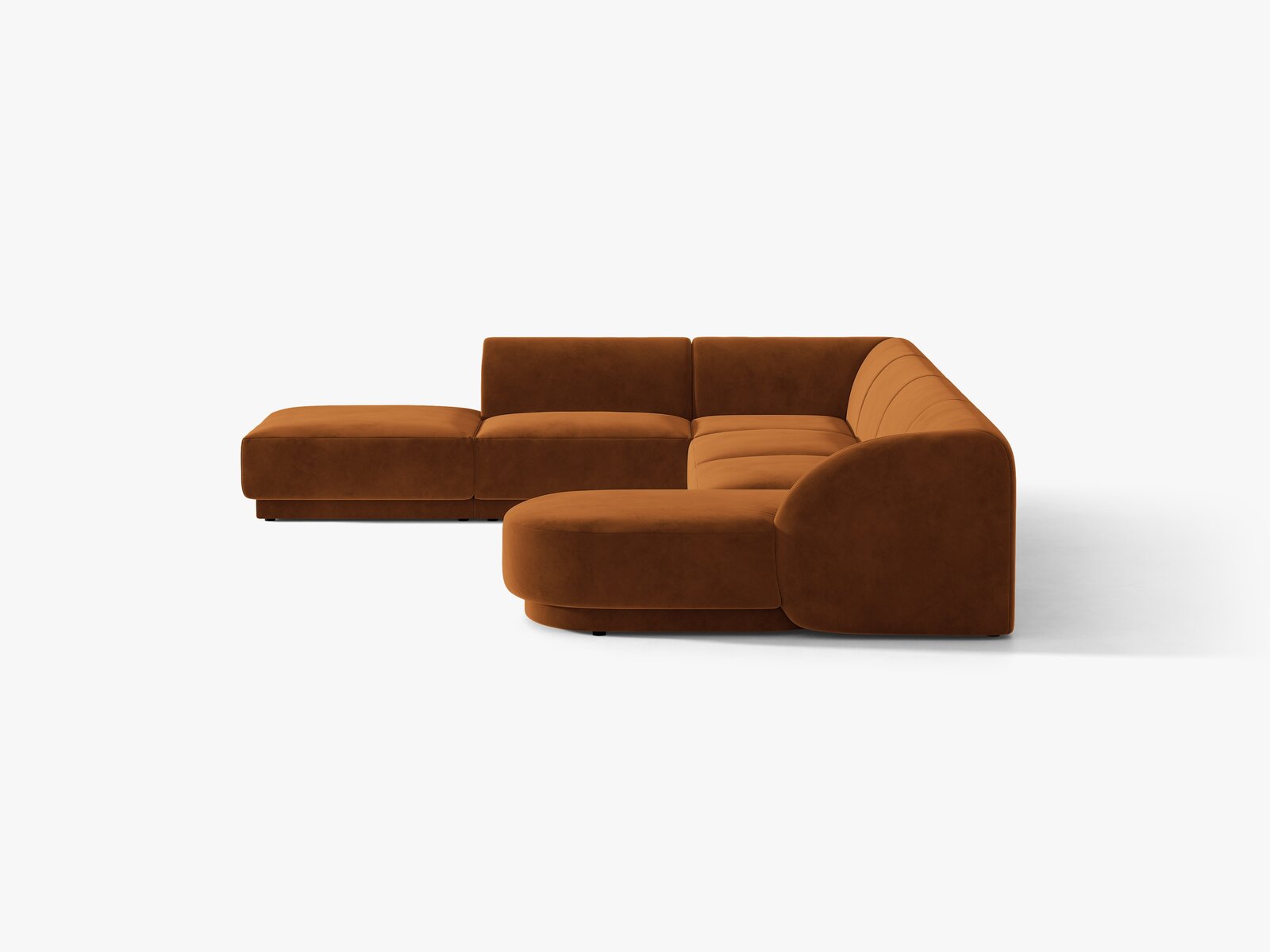 Micadoni Panorama-Ecksofa Miley 6-Sitzer Links Samt Bluvel Terrakotta