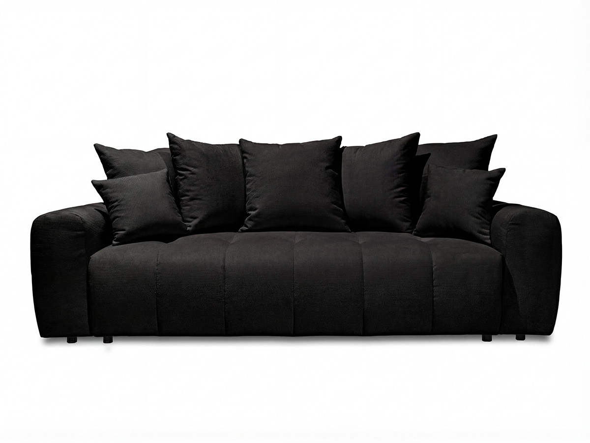 Bobochic Roxelane Schlafsofa 3-Sitzer mit Bettkasten Melange-Stoff Dunkelgrau