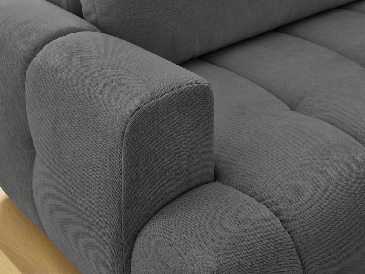 Bobochic Fuji Ecksofa mit Schlaffunktion und Bettkasten 282 × 204 cm Stoff Dunkelgrau Ecke rechts