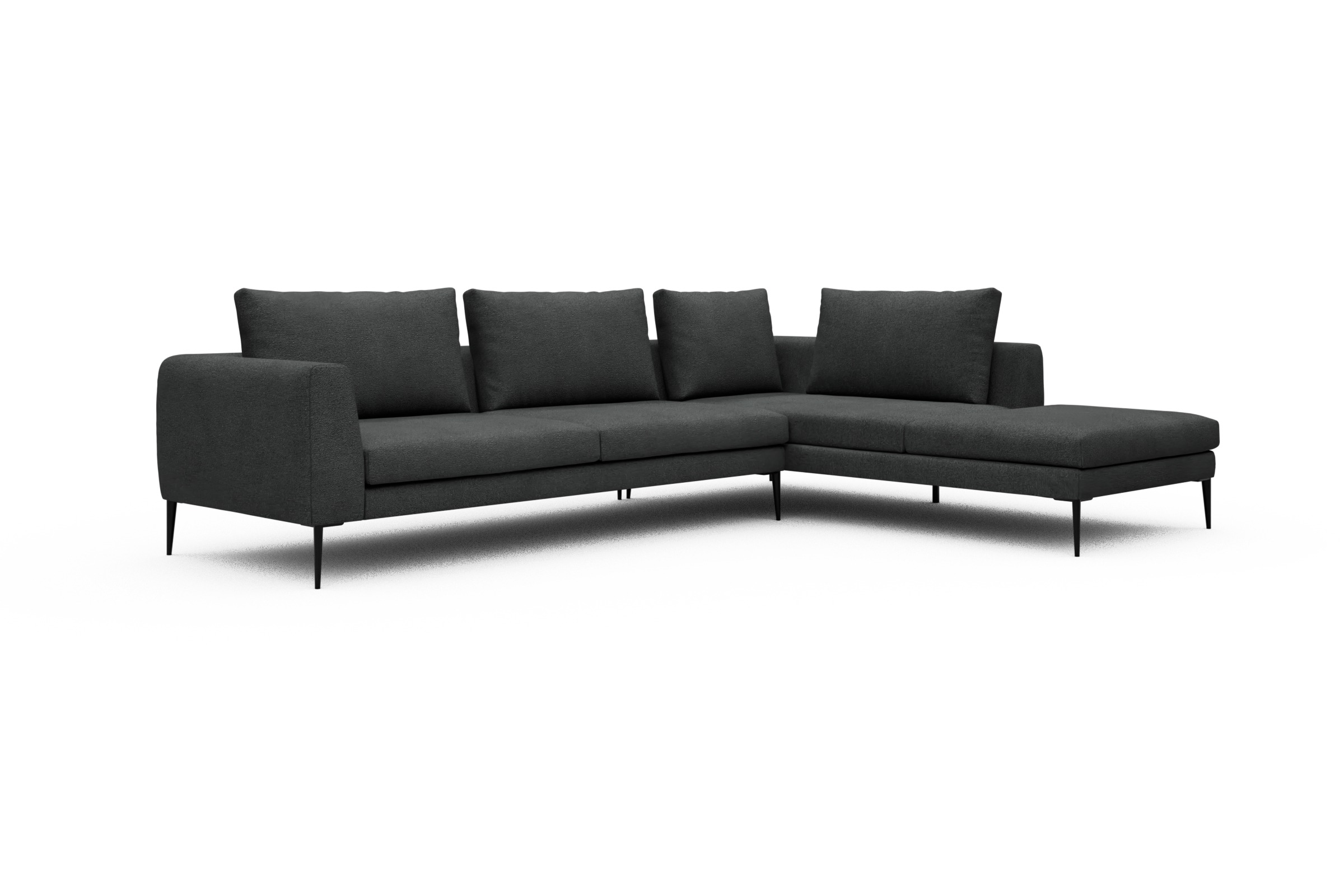 Ecksofa Paul Relax-Ecke links mit 3-Sitzer Boucle-Charcoal