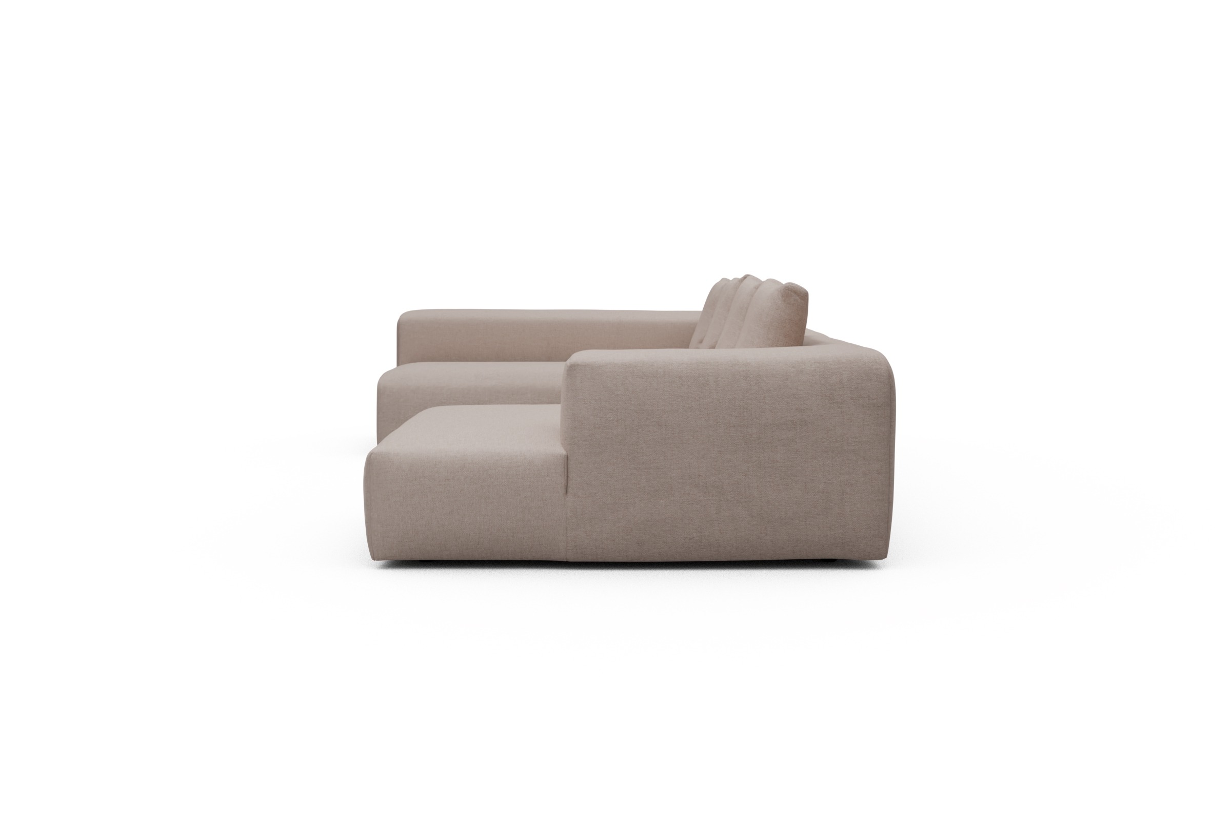 Wohnlandschaft Fred Chaiselongue rechts mit 2-Sitzer und lange Armlehne links Weda-Sand
