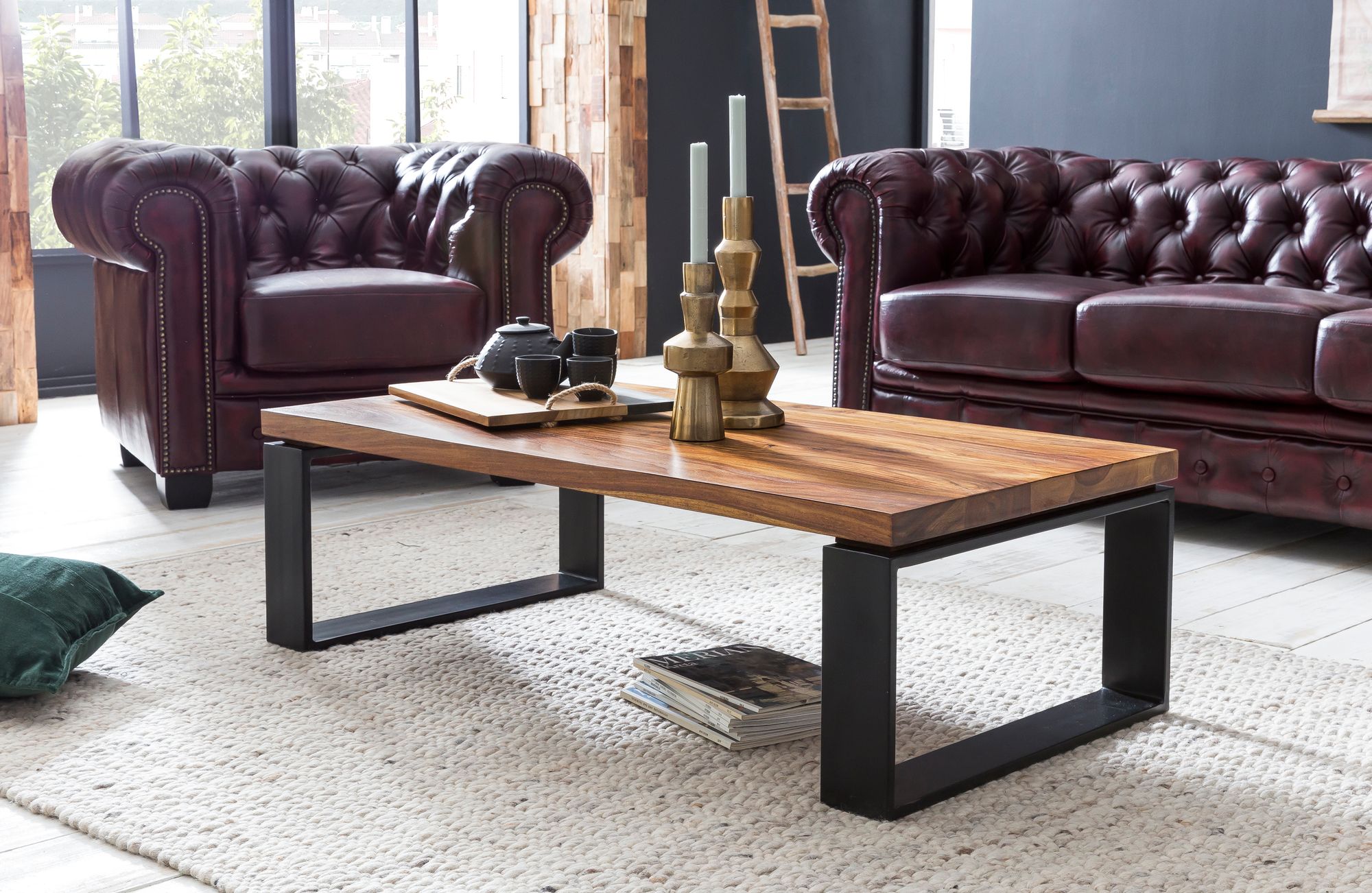 Couchtisch Egeskov Massivholz Dunkelbraun 115 × 60 × 35 cm