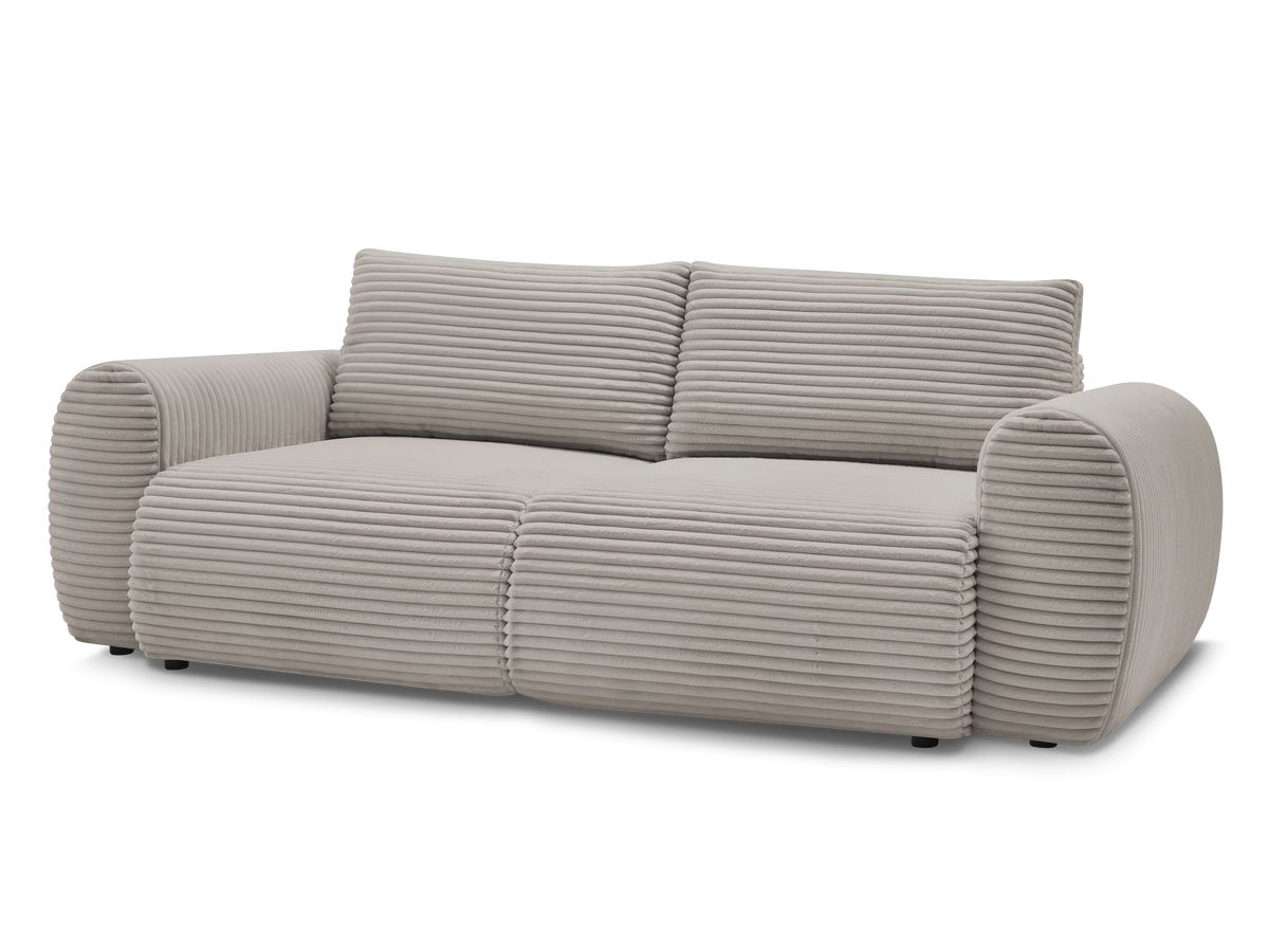 Bobochic Lucien Schlafsofa 3-Sitzer mit Bettkasten Breitcord weich Taupe