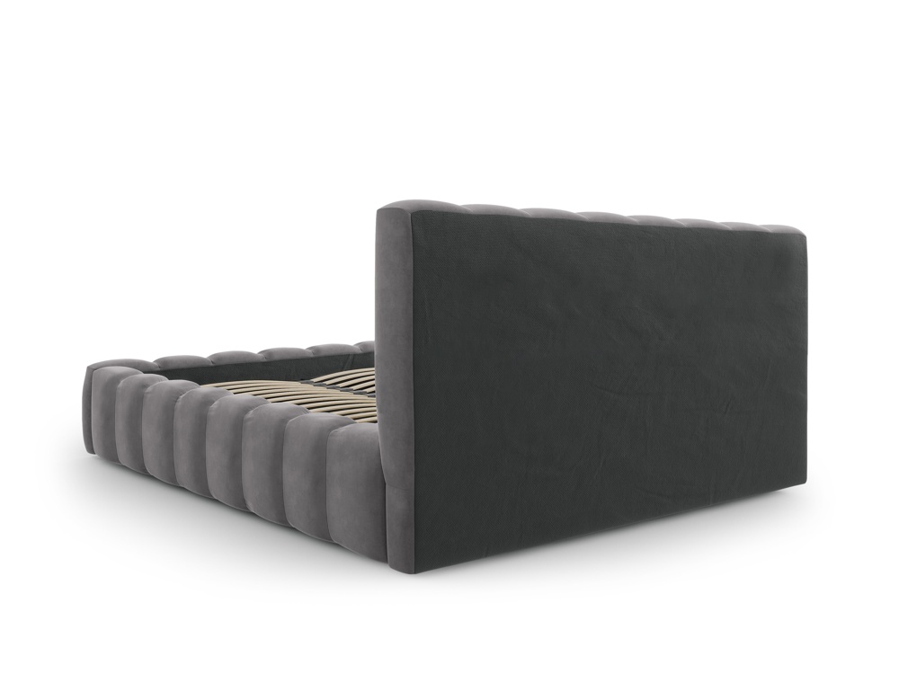 Cosmopolitan Design Stauraumbett mit Kopfteil Palma 140x200 Samt Bluvel Grau