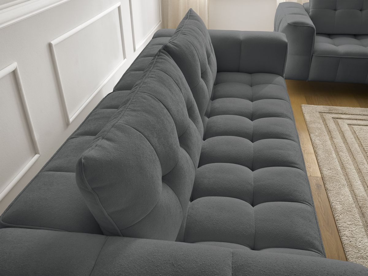 Bobochic Anis Sofa-Set 3- und 2-Sitzer mit Pouf Strukturstoff Dunkelgrau