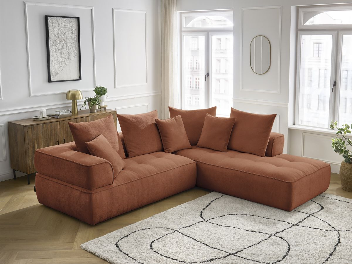 Bobochic Whesley Ecksofa Stoff Orange Ecke rechts