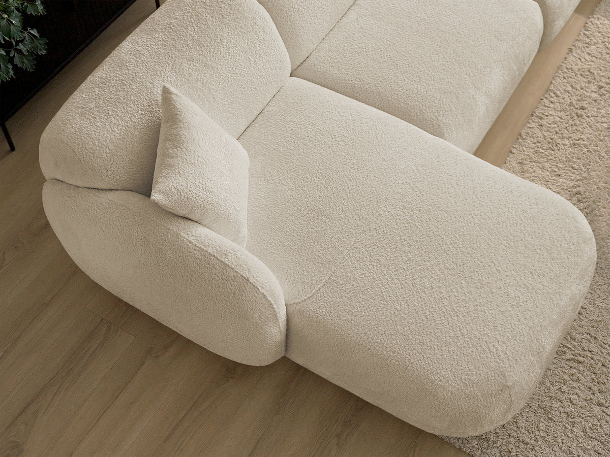 Bobochic Anda Ecksofa mit Pouf 292 × 163 cm Chenille Beige Ecke links