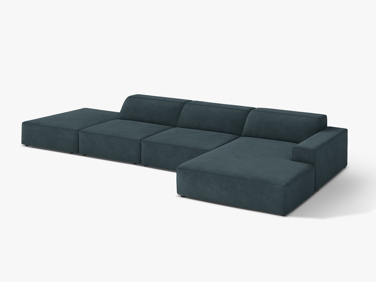 Micadoni Ecksofa Jodie 5-Sitzer Strukturierter Stoff Liberty Dunkel Petrol Rechts