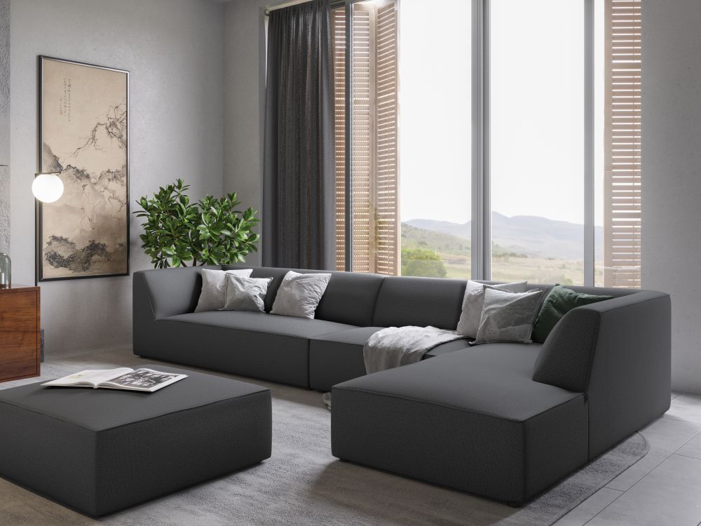 Cosmopolitan Design Pouf Siena Strukturierter Stoff Ottawa Grau