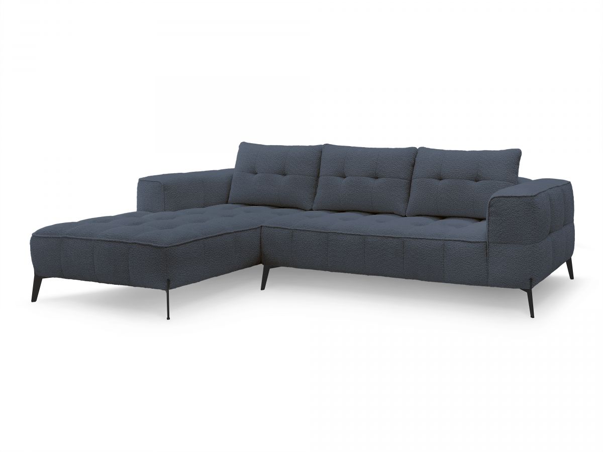 Bobochic Anis Ecksofa Bouclé-Stoff Dunkelblau Ecke links