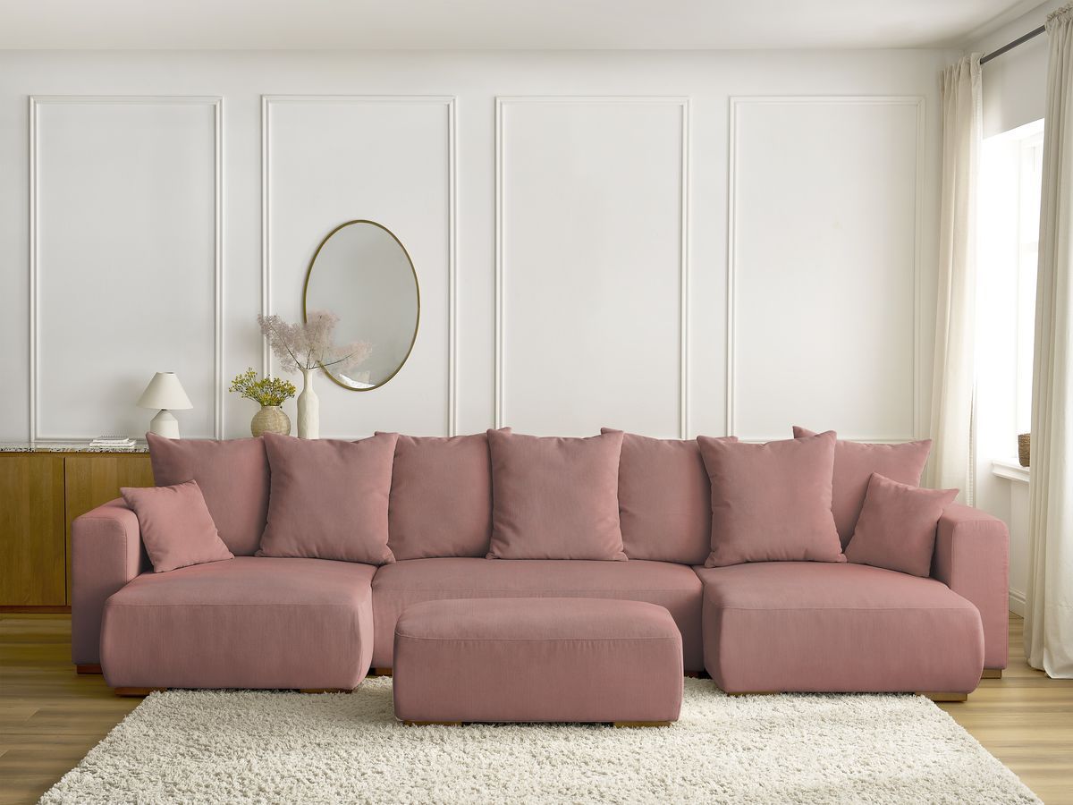 Bobochic Sidonie Wohnlandschaft mit Pouf Cordsamt Rosa