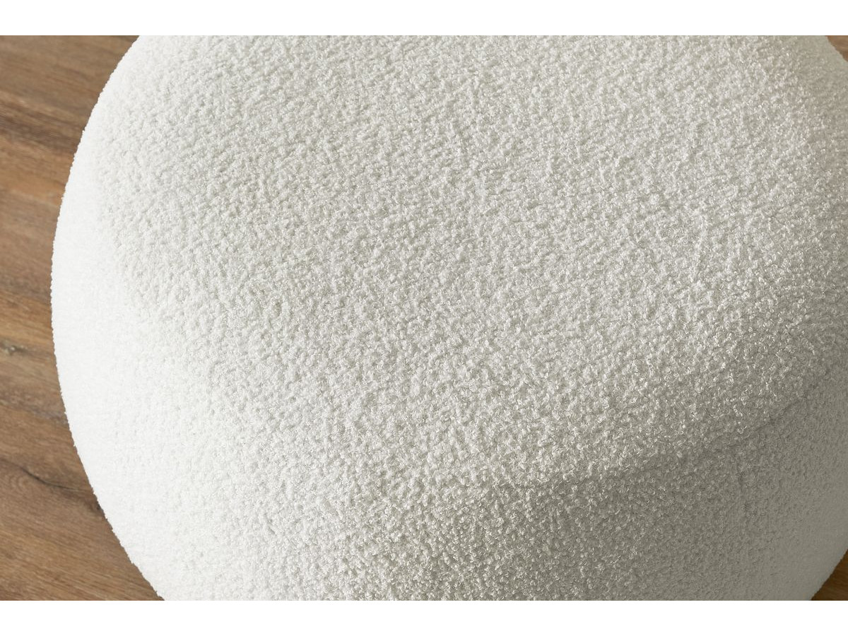 Bobochic Envy Schlafsofa 3-Sitzer mit Bettkasten und rundem Pouf Bouclé-Stoff Weiß